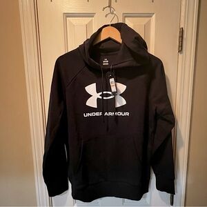 UNDER ARMOUR Women’s Loose Fleece Hoodie- Small- Black/black drawstrings-NWT